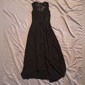 Black Lace Top Evening Gown Maxi Dress size small